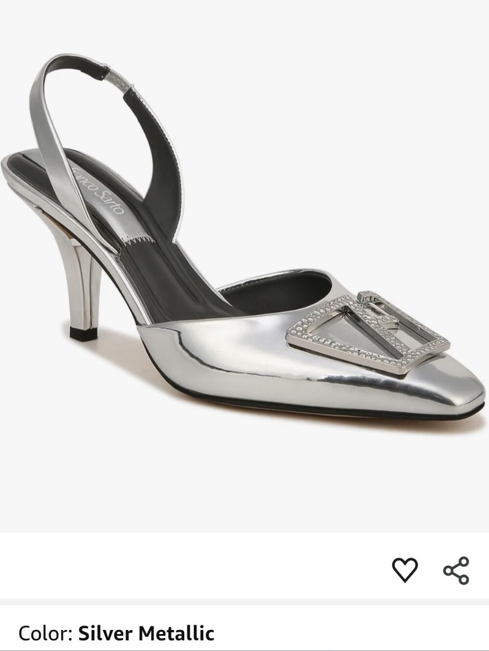 Franco Sarto Silver Metallic Slingback Pump Size 6.5 Retails for $130